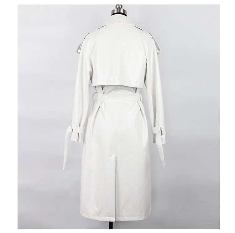 Oversized Long Waterproof Leather Trench Coat