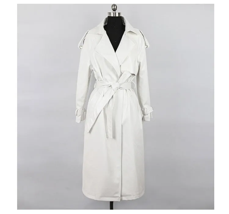 Oversized Long Waterproof Leather Trench Coat