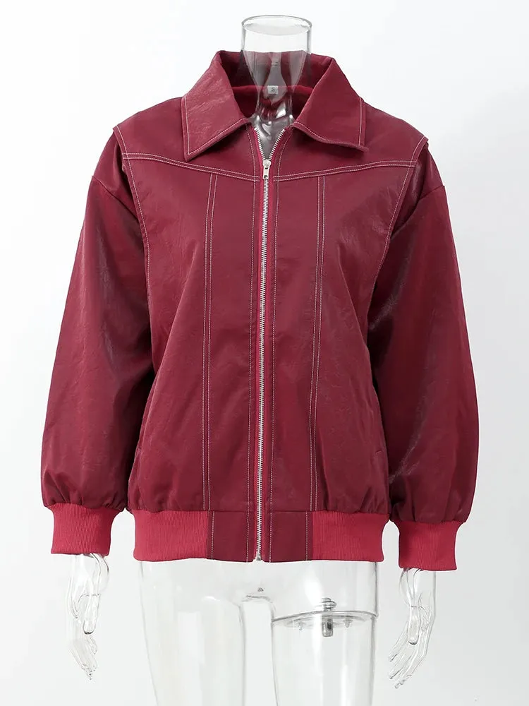 Oversized  Loose Stitch bomber Jacket motorcycle jacket