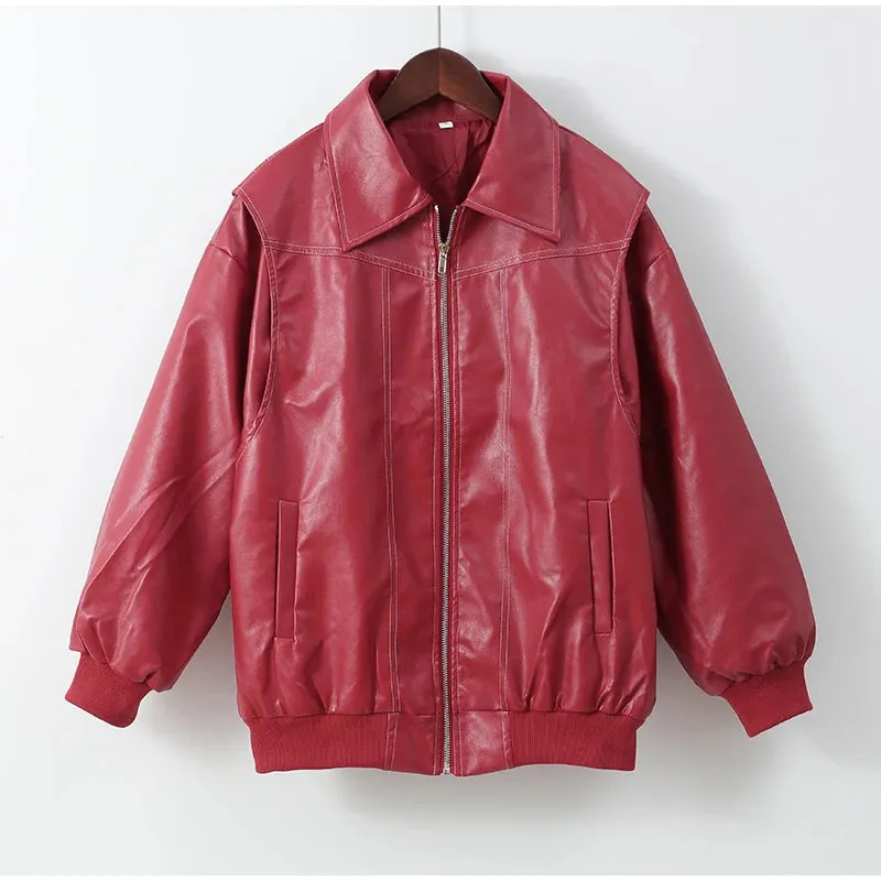 Oversized  Loose Stitch bomber Jacket motorcycle jacket