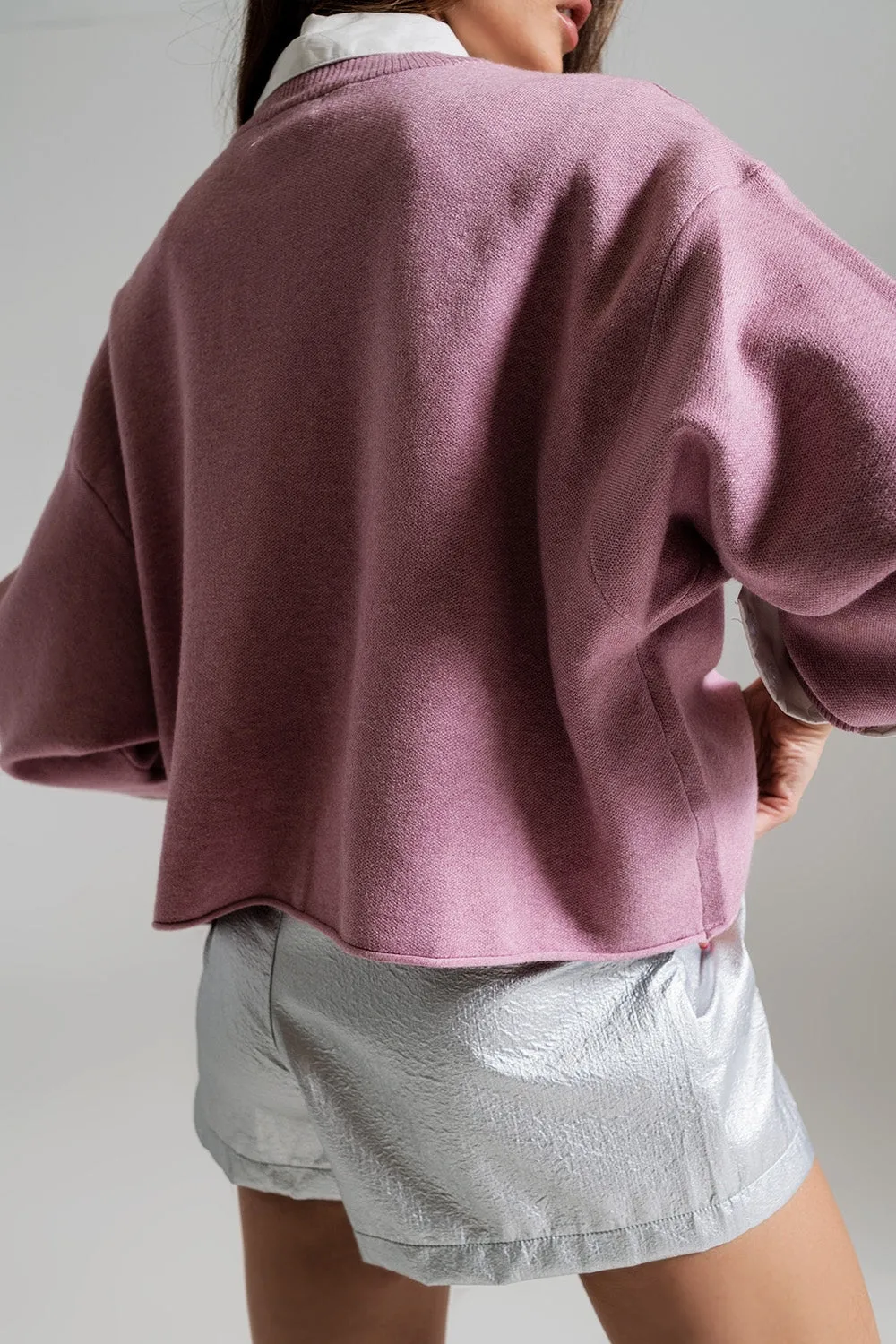 Oversized Sweater With Boatneck in Dusty Pink