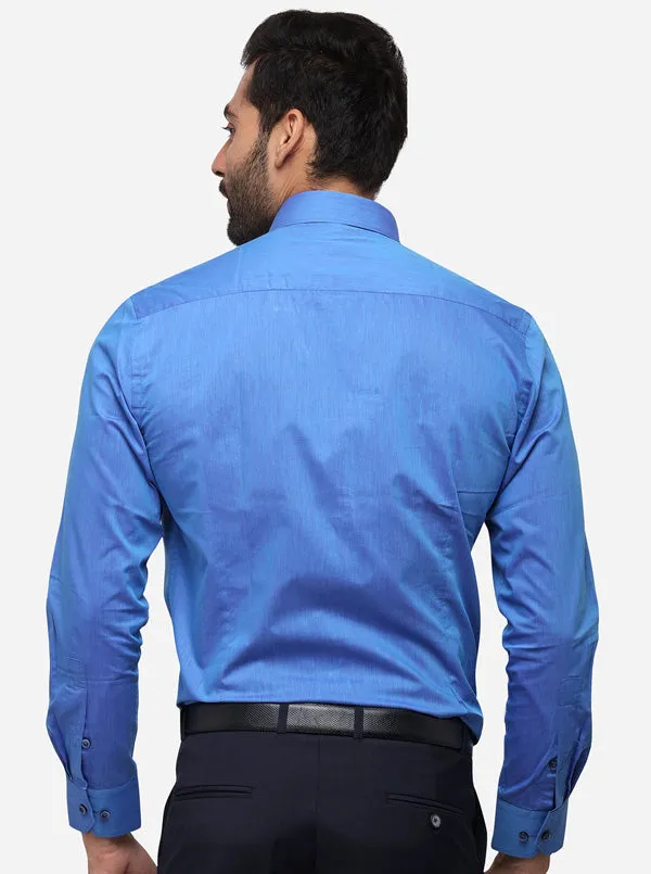 Palace Blue Solid Slim Fit Formal Shirt | Greenfibre