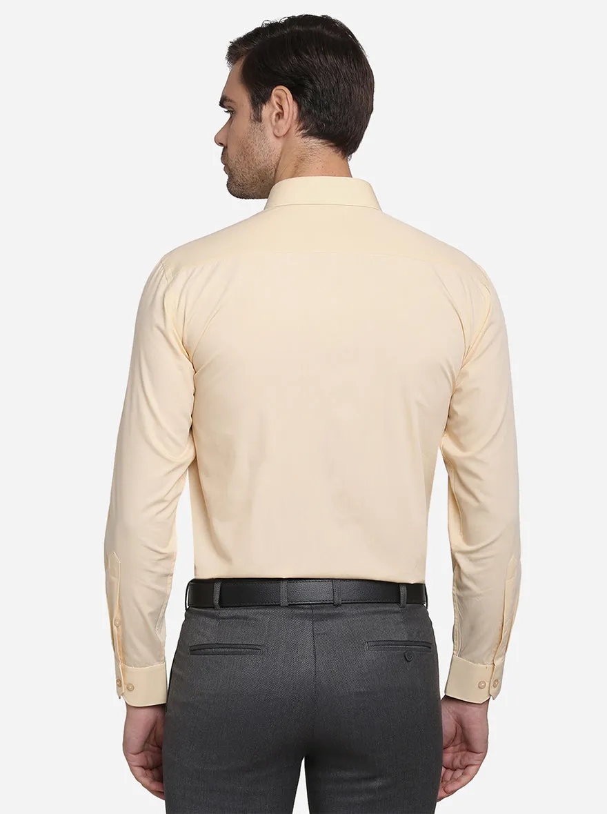 Peach Solid Regular Fit Formal Shirt | Greenfibre