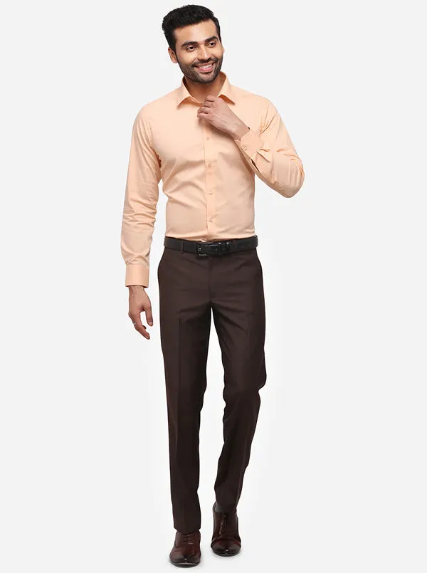 Peach Solid Slim Fit Formal Shirt | Greenfibre