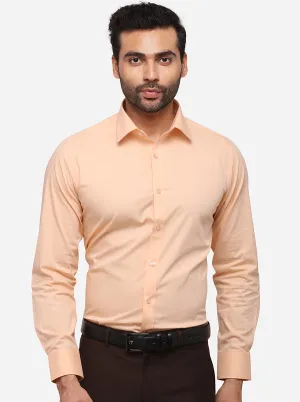 Peach Solid Slim Fit Formal Shirt | Greenfibre