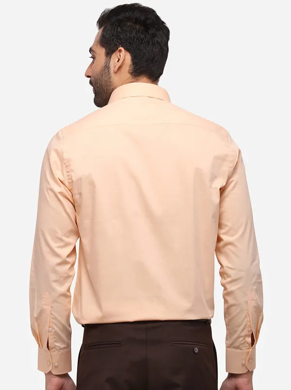 Peach Solid Slim Fit Formal Shirt | Greenfibre