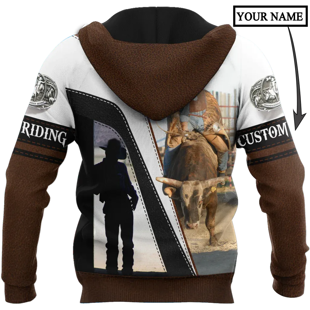 Personalized Bull Riding Unisex Hoodie Ride The Bull Hoodie For Cowboy