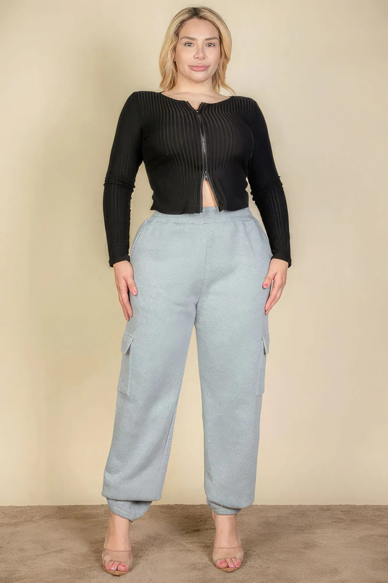 Plus size side pocket drawstring waist sweatpants