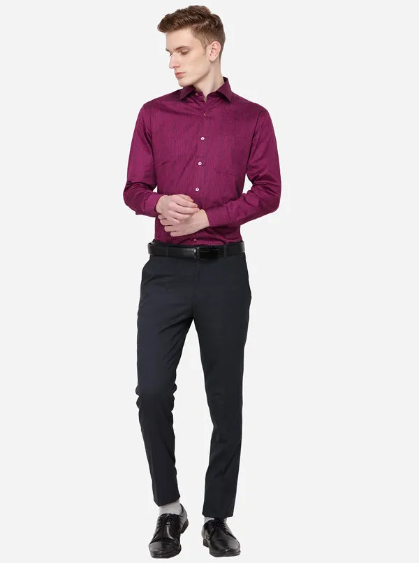 Purple Printed Slim Fit Formal Shirt | Metal