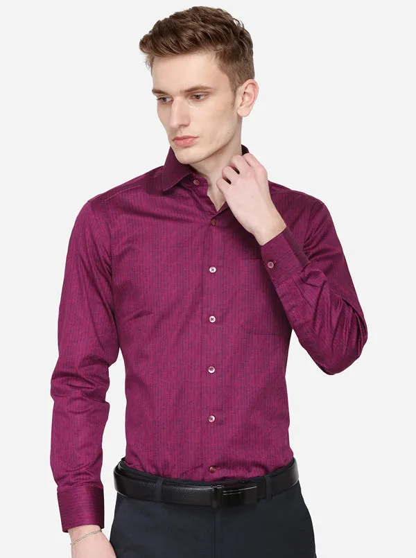 Purple Printed Slim Fit Formal Shirt | Metal