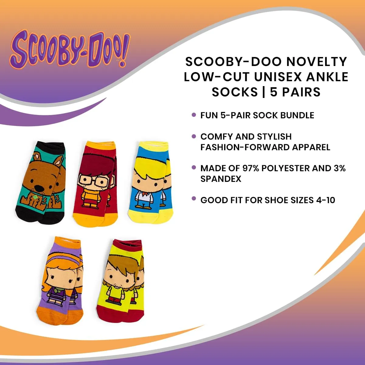 Scooby-Doo Novelty Low-Cut Unisex Ankle Socks | 5 Pairs