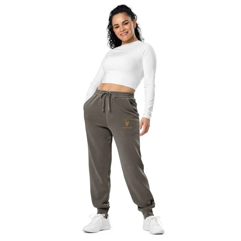 Self Love Unisex pigment-dyed sweatpants with Old Gold Embroidery - unisex sweatpants