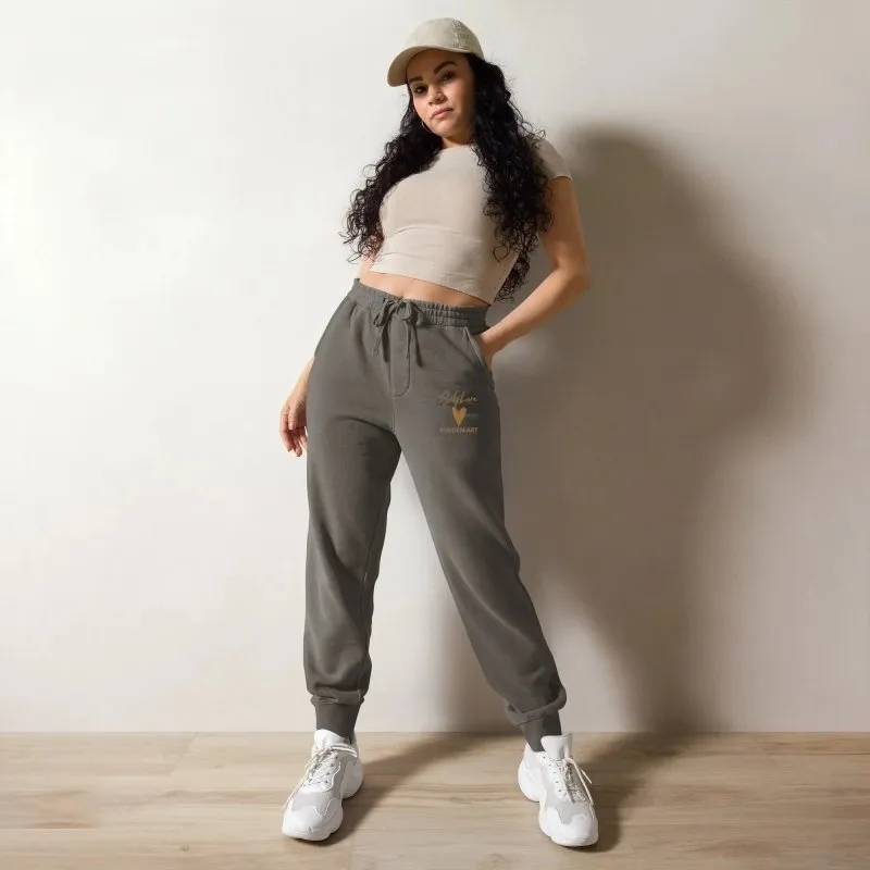 Self Love Unisex pigment-dyed sweatpants with Old Gold Embroidery - unisex sweatpants