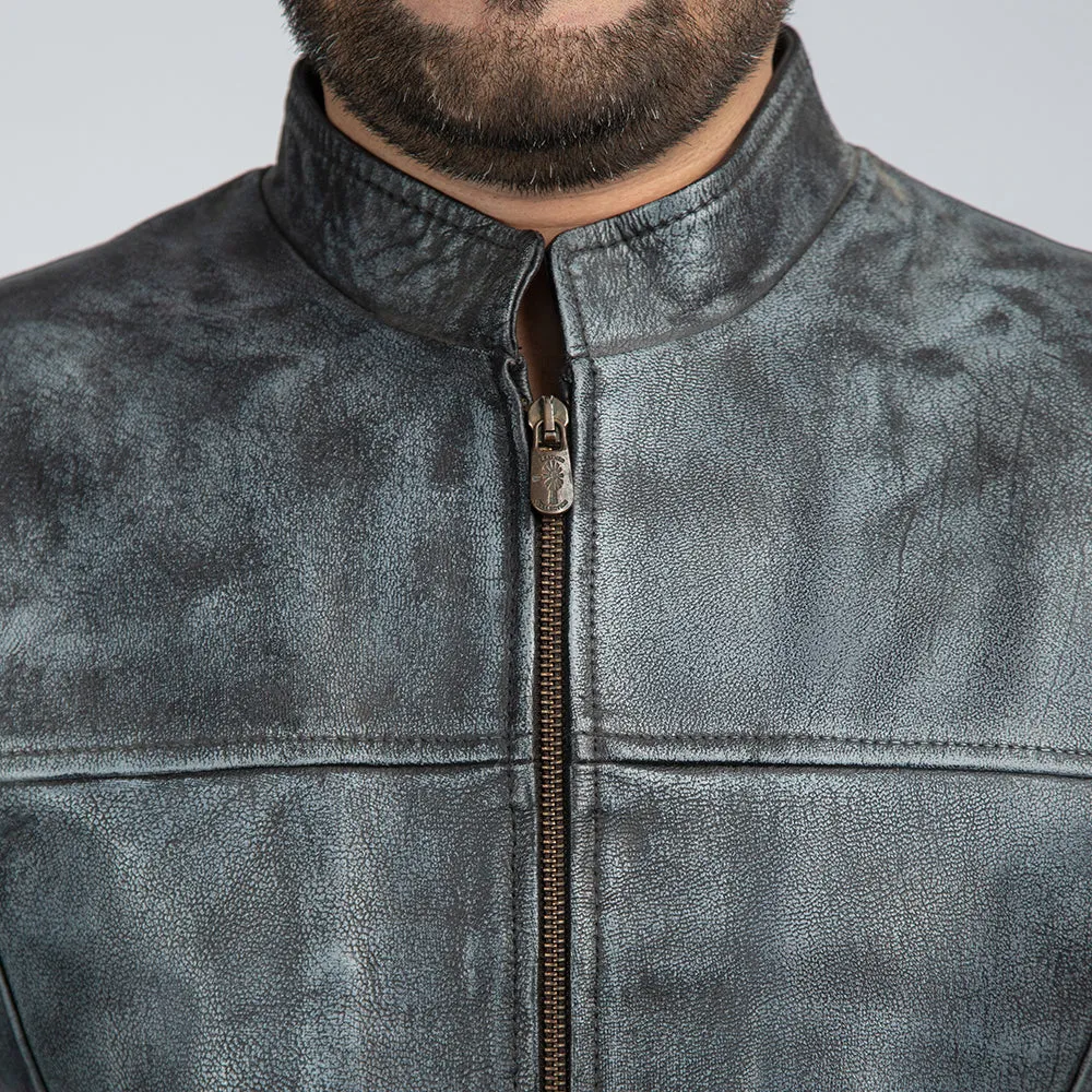 Shooter Distressed Leather Biker Jacket