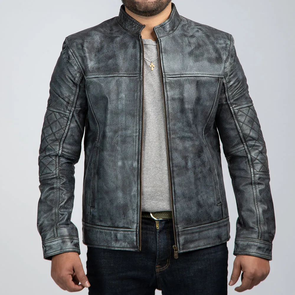 Shooter Distressed Leather Biker Jacket