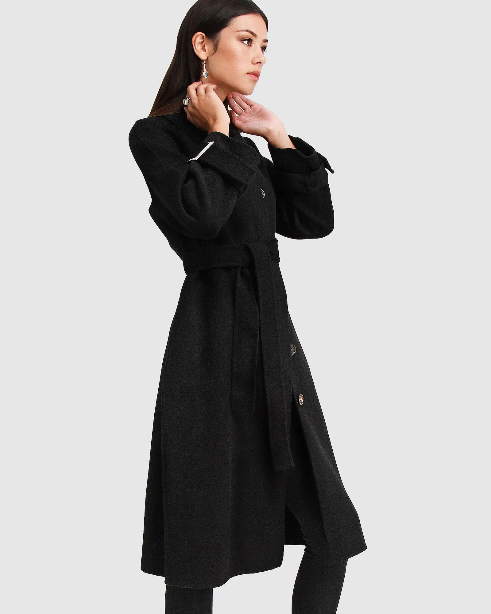 Shore To Shore Belted Wool Coat - Black