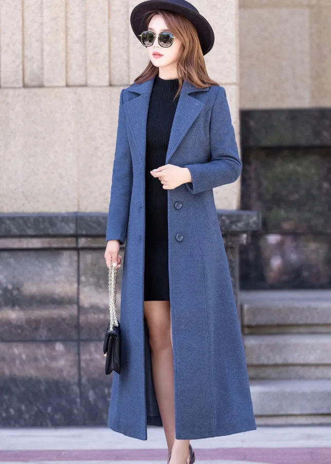 Single breasted wool coat in blue 246701