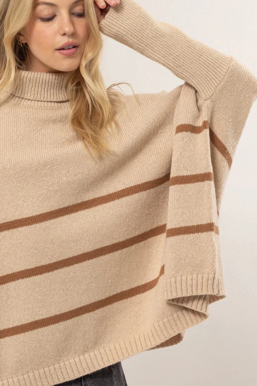 Stay Warm Taupe Striped Sweater