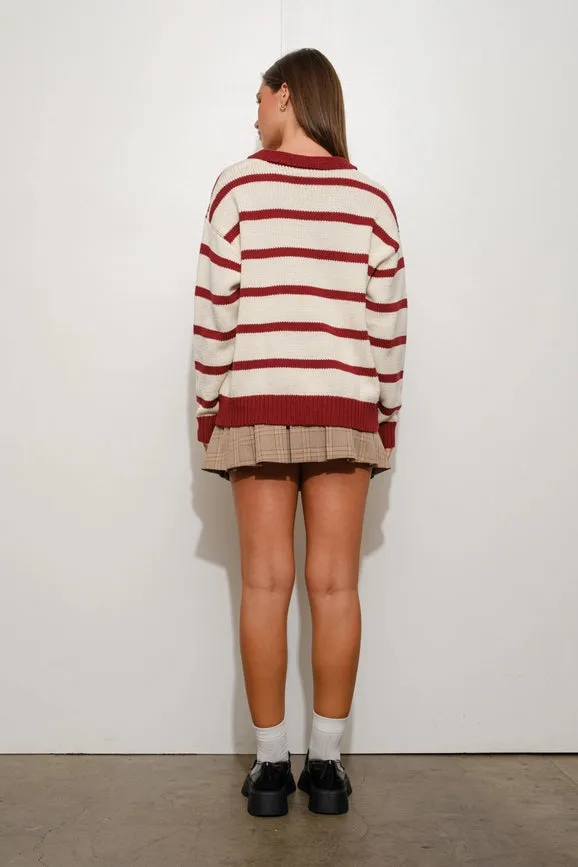 Striped Oversized Sweater Ivory