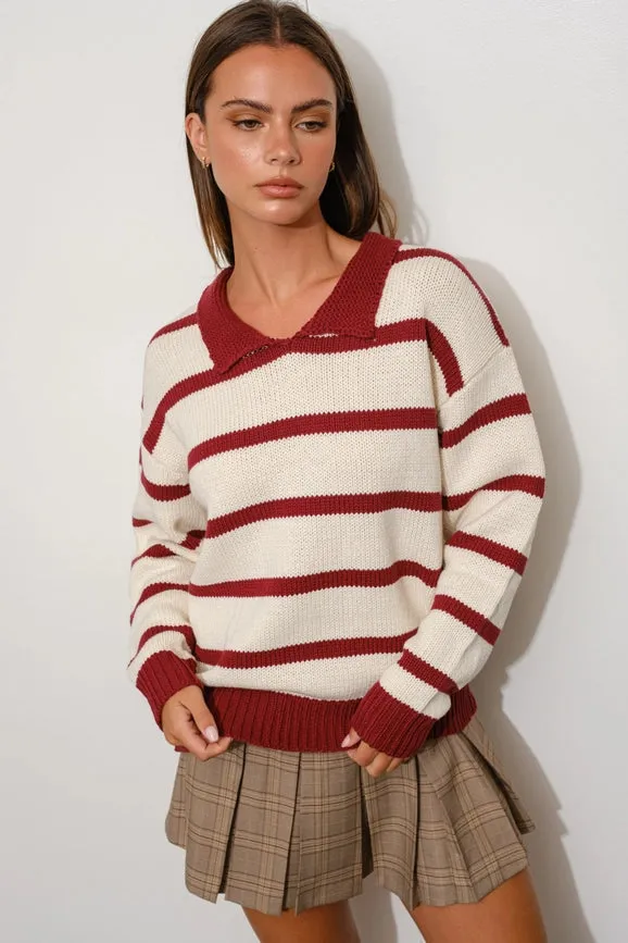 Striped Oversized Sweater Ivory