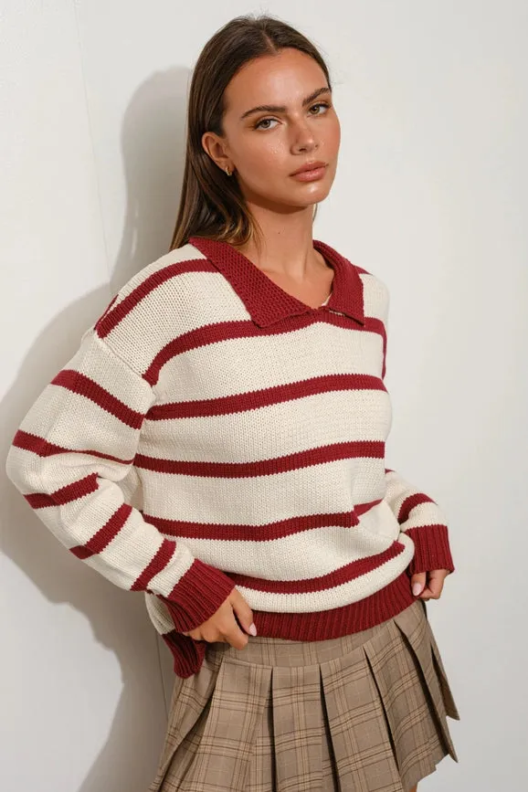 Striped Oversized Sweater Ivory