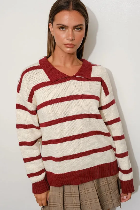 Striped Oversized Sweater Ivory