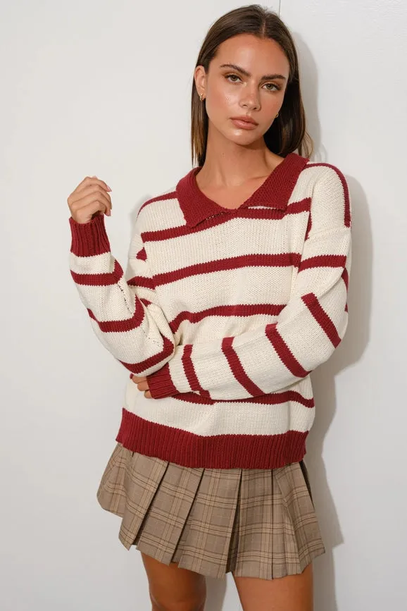 Striped Oversized Sweater Ivory