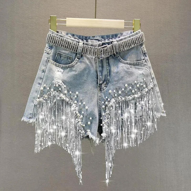 Tassel Beading Denim Short