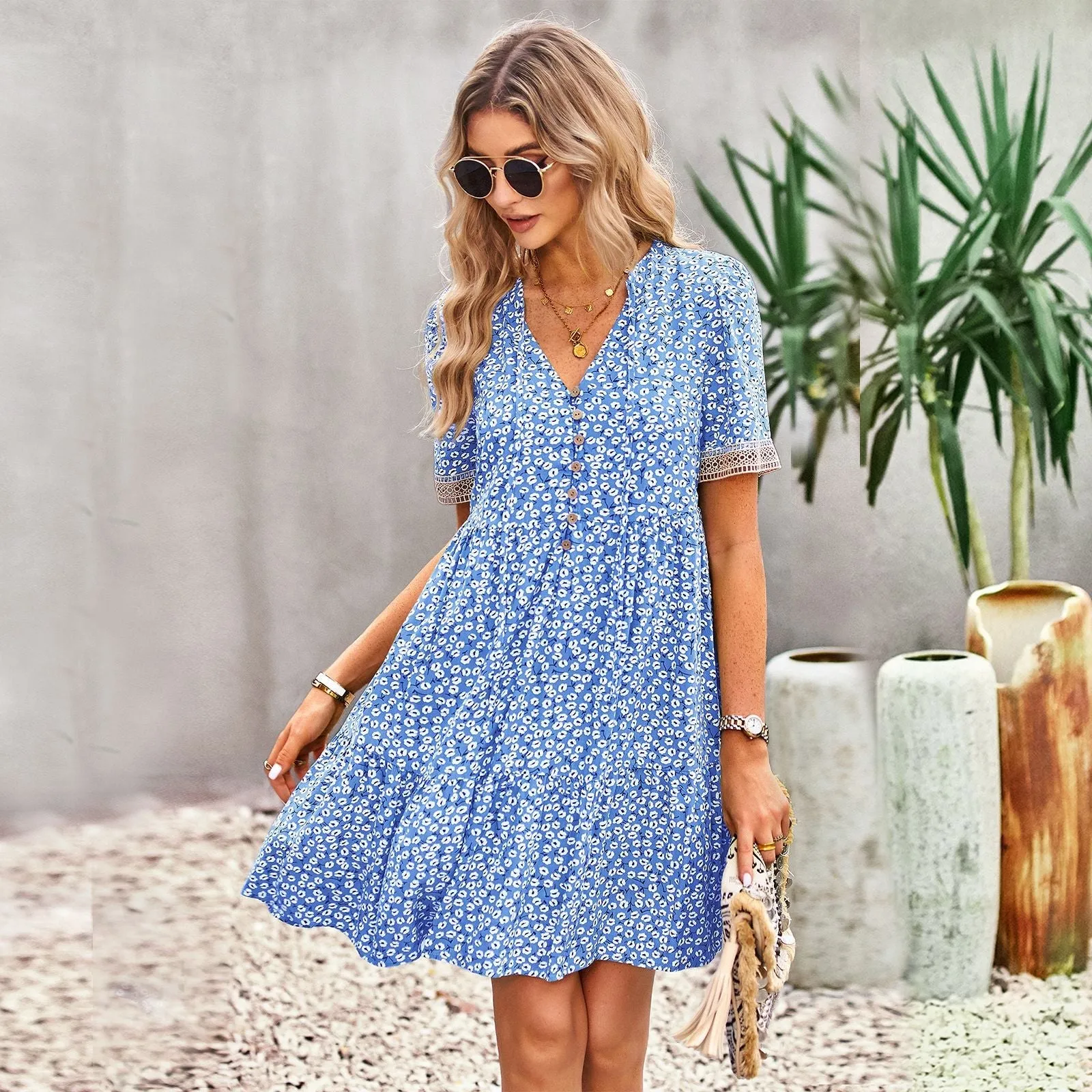 TastyHottie - Maria Boho Floral Print Summer Midi Dress