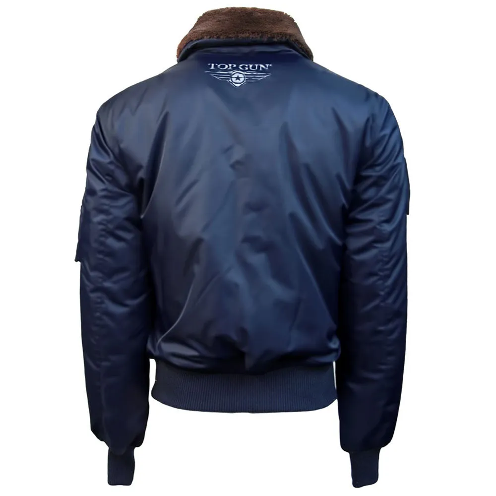 Top Gun B 15 Nylon Bomber Jacket with Removable Patches Navy