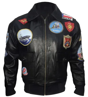 Top Gun Tom Cruise Maverick Black Bomber Leather Jacket