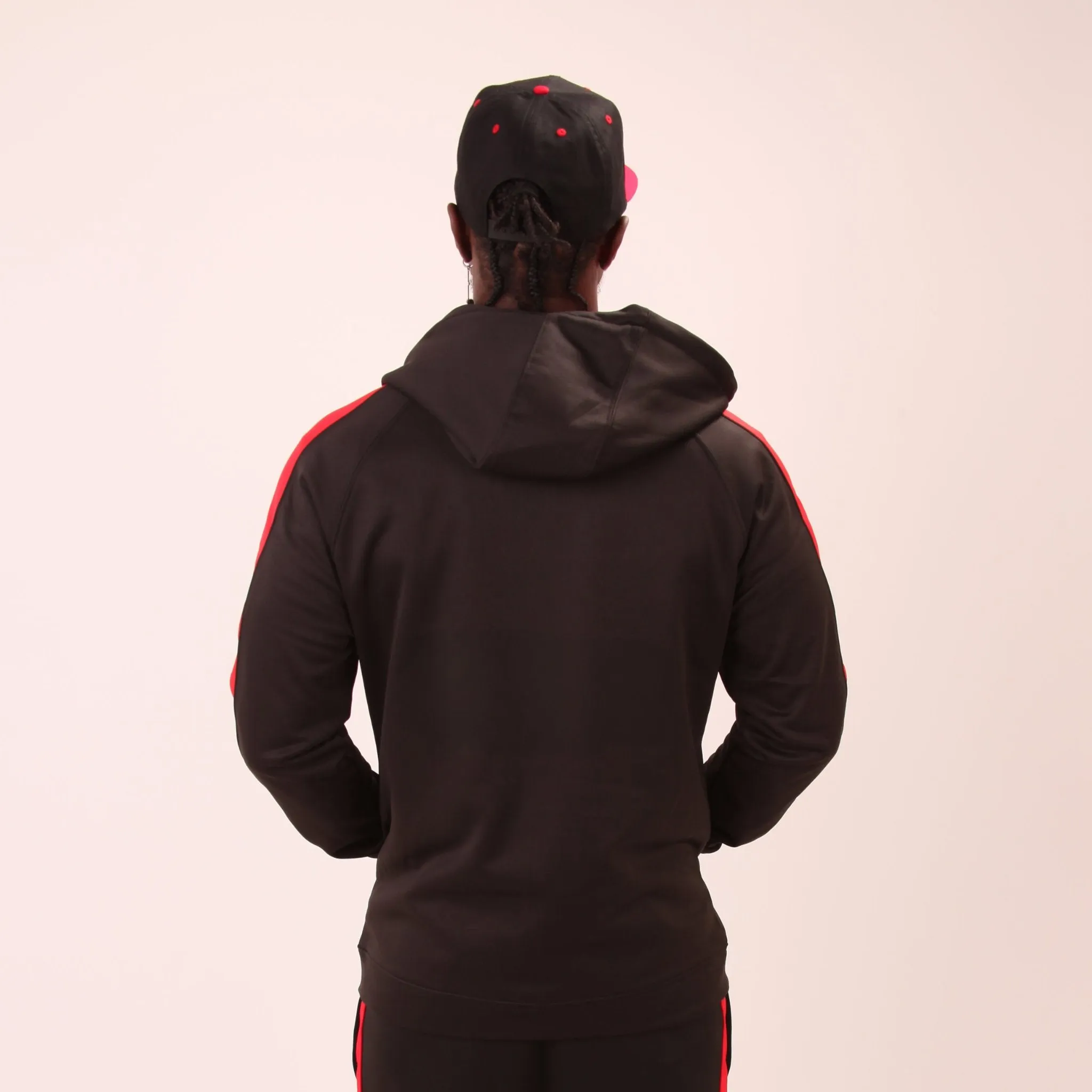 UNIFY U1 Mens Black and Red Zip Up Hoodie – Classic UNIFY Essential Hoodie – Mens Zip Up Hoodie