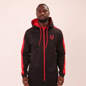 UNIFY U1 Mens Black and Red Zip Up Hoodie – Classic UNIFY Essential Hoodie – Mens Zip Up Hoodie