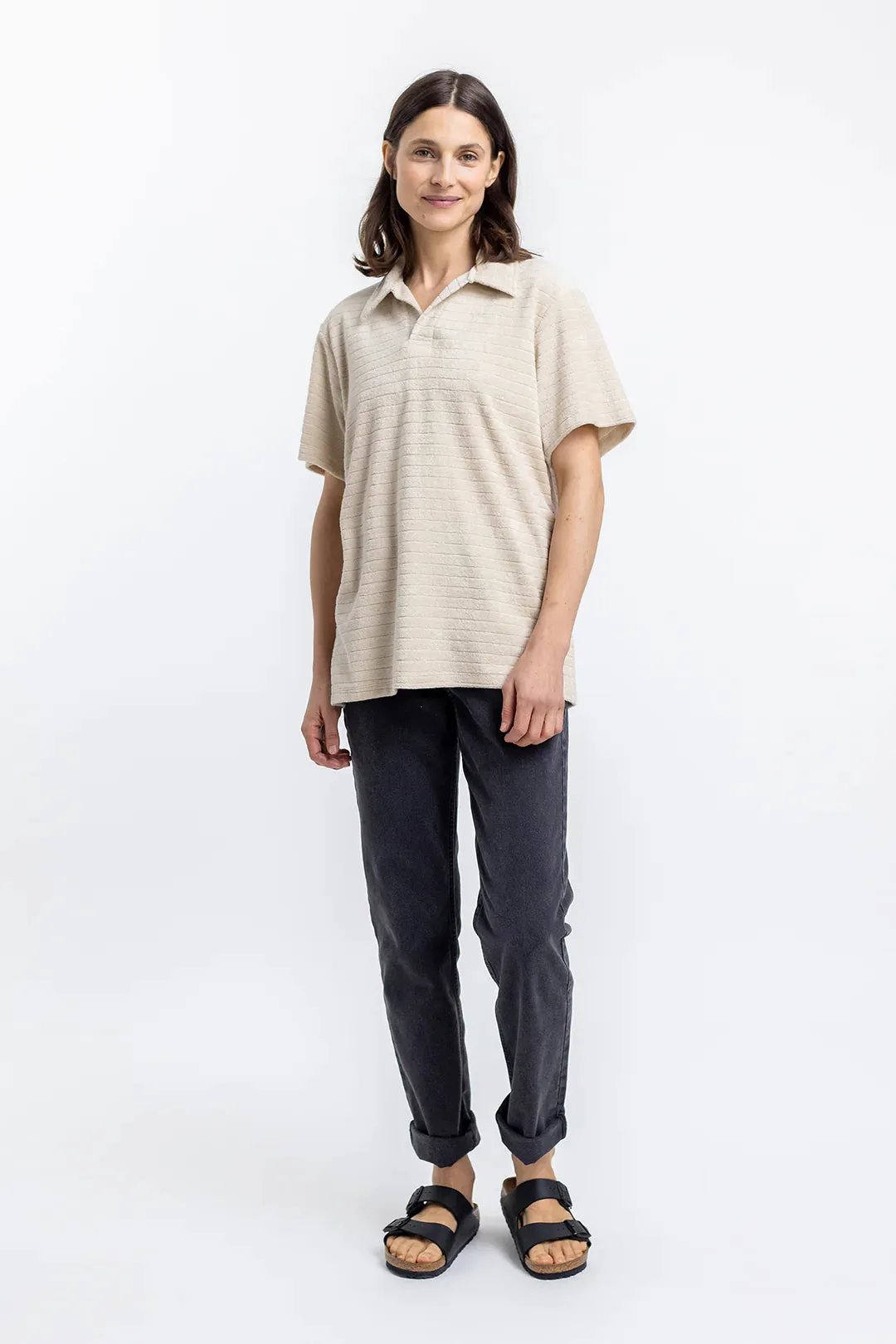 unisex terry cotton polo - summer sand