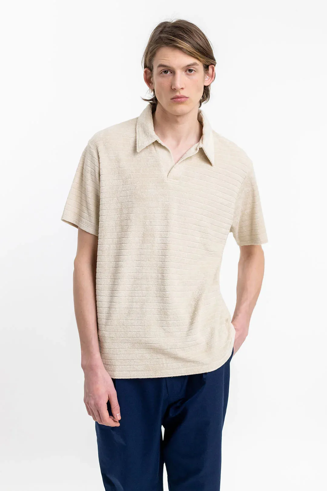 unisex terry cotton polo - summer sand