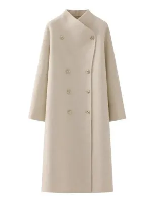 Wenkouban-Winter outfits Christmas V-Neck Double-Sided Metal Button Wool Blend Mid-Length Coat