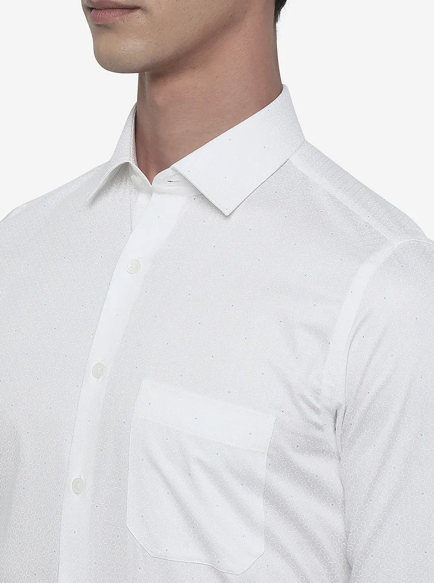 White Dotted Slim Fit Formal Shirt | JadeBlue