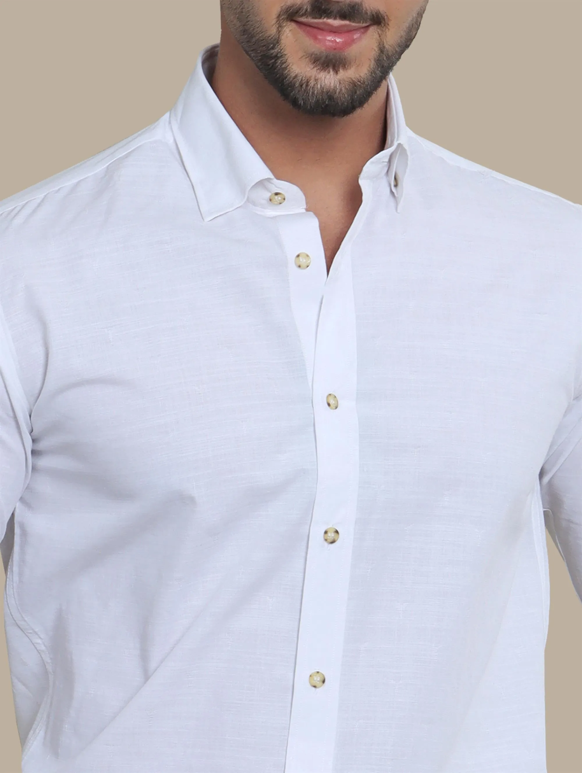 White Linen Eiffel Regular Shirt: Crisp & Classic