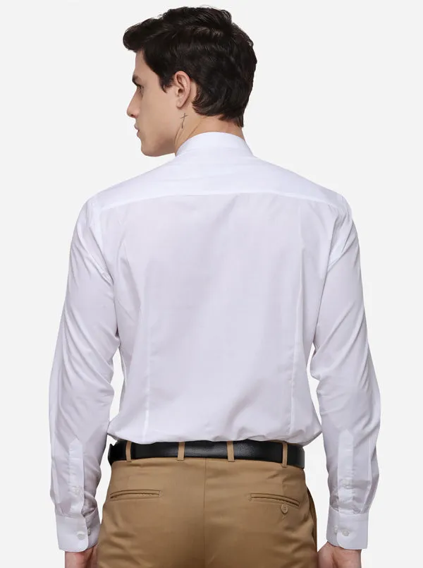 White Solid Slim Fit Formal Shirt | Metal