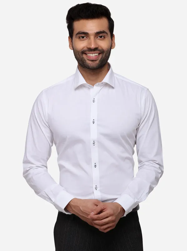 White Solid Slim Fit Party Wear Shirt | Wyre