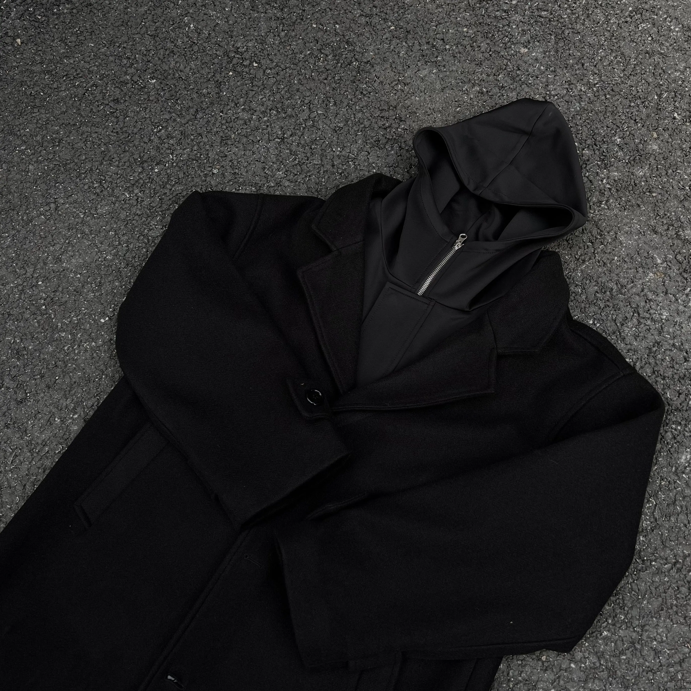 Winter Wanderer Black Wool Coat