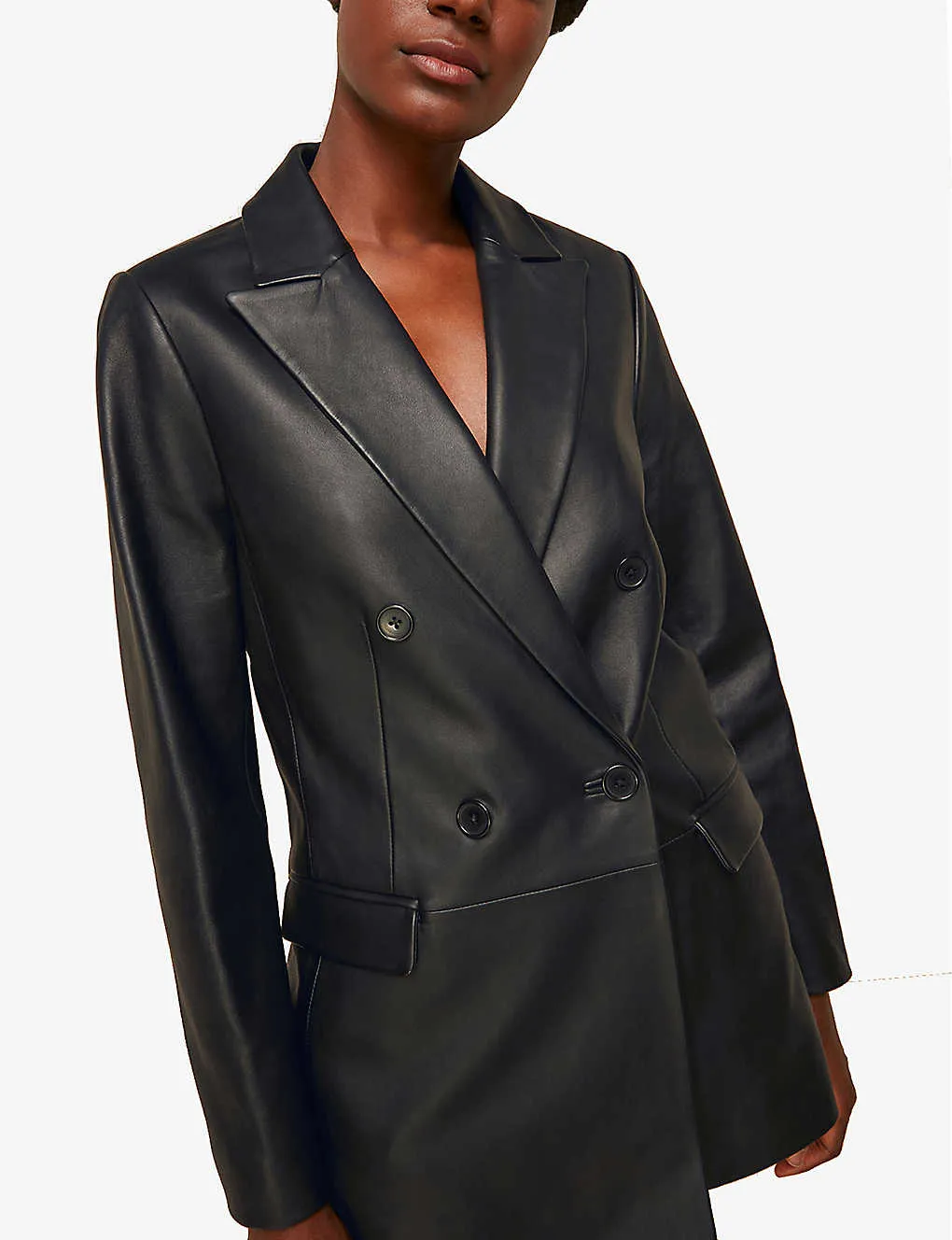 Women’s Classic Black Oversized Leather Blazer