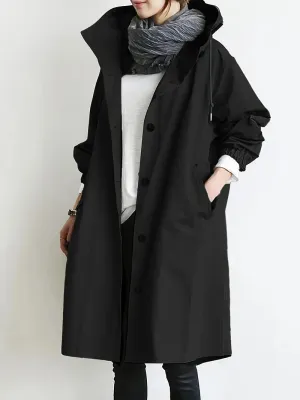 Women's Elegant Mid-Length Trench Coat with Hood | Ideal for Autumn/Winter