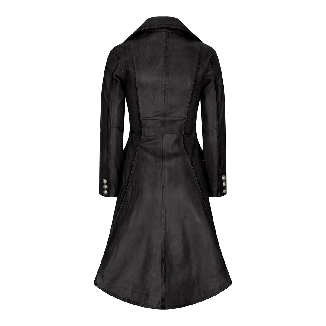 Women's Gothic Tail Coat Double Breasted Leather Jacket