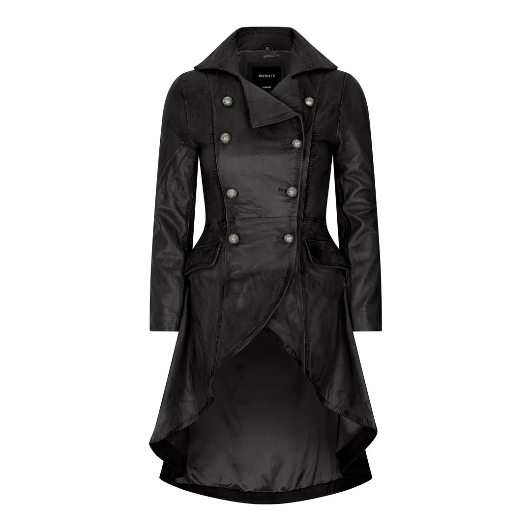 Women's Gothic Tail Coat Double Breasted Leather Jacket