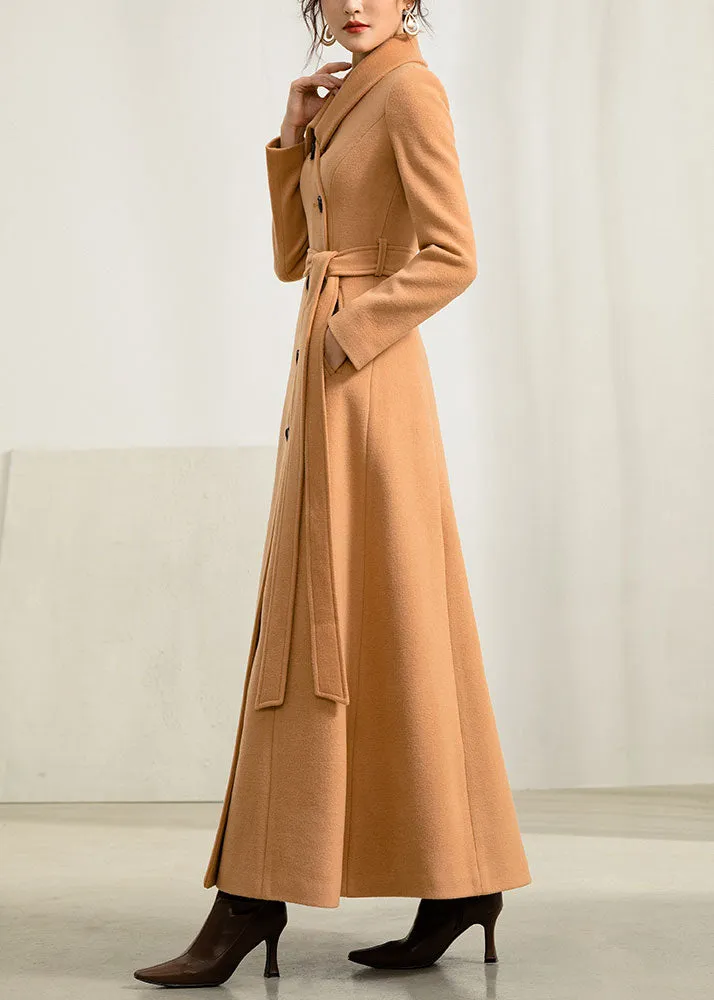 wool princess maxi winter coat with self tie belt 2954