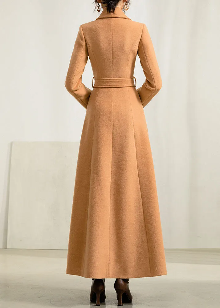 wool princess maxi winter coat with self tie belt 2954