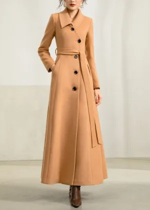 wool princess maxi winter coat with self tie belt 2954